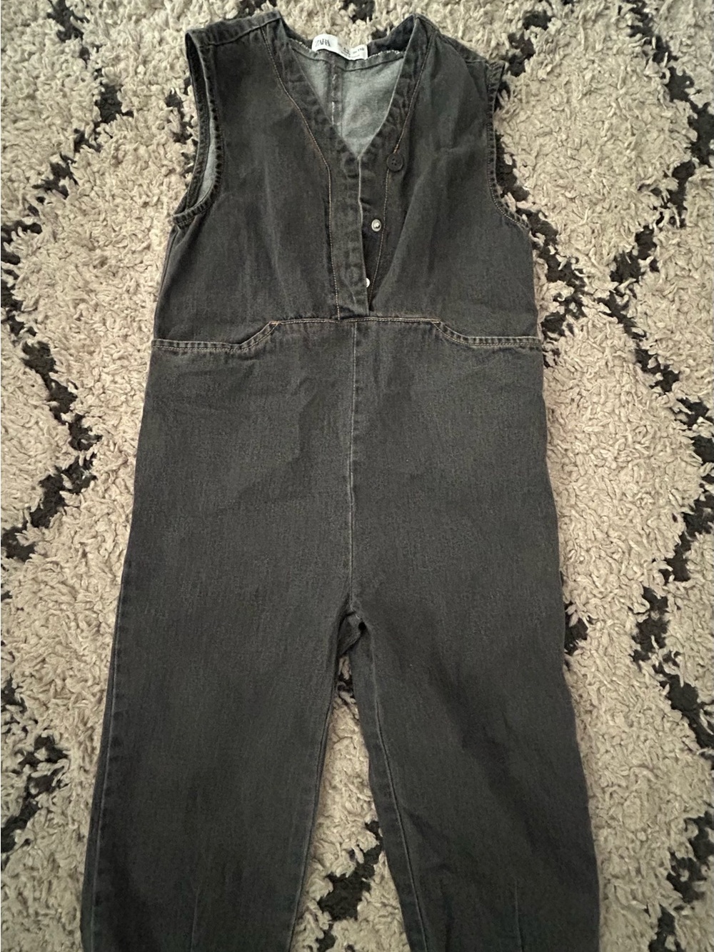 Zara Black Denim Jumpsuit